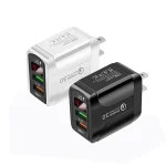 F002C QC3.0 USB + USB 2.0 Fast Charger with LED Digital Display for Mobile Phones and Tablets, US Plug, US Plug - Image 2