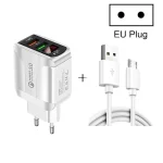 F002C QC3.0 USB + USB 2.0 LED Digital Display Fast Charger with USB to Micro USB Data Cable, EU Plug, EU Plug +  Micro USB Cable - Image 2