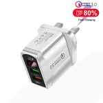 F002C QC3.0 USB + USB 2.0 LED Digital Display Fast Charger with USB to Micro USB Data Cable, UK Plug, UK Plug + Micro USB Cable - Image 8