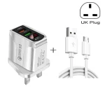 F002C QC3.0 USB + USB 2.0 LED Digital Display Fast Charger with USB to Micro USB Data Cable, UK Plug, UK Plug + Micro USB Cable - Image 2