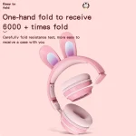 KE-01 Rabbit Ear Wireless Bluetooth 5.0 Stereo Music Foldable Headset with Mic For PC - Image 4