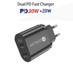 002 40W Dual Port PD / Type-C Fast Charger for iPhone / iPad Series, EU Plug, EU Plug - Image 8