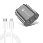 002 40W PD3.0 Dual Port USB-C / Type-C Charger with Type-C to Type-C  Data Cable, US Plug, US Plug + Type-C to Type-C Cable