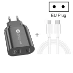 002 40W PD3.0 Dual Port USB-C / Type-C Charger with Type-C to Type-C Data Cable, EU Plug, EU Plug + Type-C to Type-C Cable - Image 2