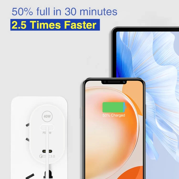 SYA001642501_B3.webp 002 40W PD3.0 Dual Port USB-C / Type-C Charger with Type-C to Type-C Data Cable, EU Plug, EU Plug + Type-C to Type-C Cable - Image 4