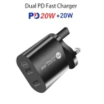 002 40W PD3.0 Dual Port USB-C / Type-C Charger with Type-C to Type-C Data Cable, UK Plug, UK Plug + Type-C to Type-C Cable - Image 7