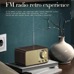 OneDer JY-66 Wooden Wireless BT5.0 Retro Classic Speaker FM Radio Support TF / U-Disk / AUX - Image 3