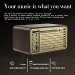 OneDer JY-66 Wooden Wireless BT5.0 Retro Classic Speaker FM Radio Support TF / U-Disk / AUX - Image 7