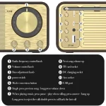 OneDer JY-66 Wooden Wireless BT5.0 Retro Classic Speaker FM Radio Support TF / U-Disk / AUX - Image 8