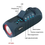 T&G TG227 Outdoor Portable Waterproof Bluetooth Music Speaker with LED Support FM / TF / USB - Image 7