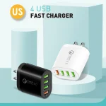 QC-04 QC3.0 + 3 x USB2.0 Multi-ports Charger with 3A USB to 8 Pin Data Cable,US Plug, US Plug + 8 Pin Cable - Image 4