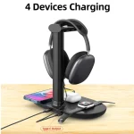 B-15A 4 in 1 Headset Holder Wireless Charger for Smart Phone & iWatch & Airpods - Image 4