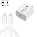 AU-20W PD USB-C / Type-C Travel Charger with Type-C to Type-C Data Cable, AU Plug, AU Plug + 1m PD Cable, AU Plug + 2m PD Cable