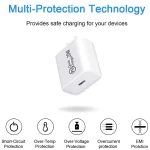 AU-20W PD USB-C / Type-C Travel Charger with Type-C to Type-C Data Cable, AU Plug, AU Plug + 1m PD Cable, AU Plug + 2m PD Cable - Image 4