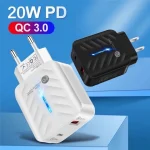 PD03 20W PD3.0 + QC3.0 USB Charger with Type-C to Type-C Data Cable, US Plug, US Plug + Type-C to Type-C Cable - Image 5