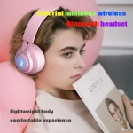 BT06C+ Children Head-mounted Cute Wireless Bluetooth Headset with Microphone & LED Light - Image 2