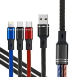 XJ-76 40W 5A 3 in 1 USB to 8 Pin + Type-C + Micro USB Super Flash Charging Cable, Length: 1.18m, XJ-76 40W