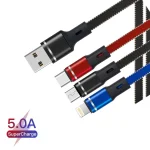 XJ-76 40W 5A 3 in 1 USB to 8 Pin + Type-C + Micro USB Super Flash Charging Cable, Length: 1.18m, XJ-76 40W - Image 9