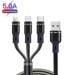 XJ-76 40W 5A 3 in 1 USB to 8 Pin + Type-C + Micro USB Super Flash Charging Cable, Length: 1.18m, XJ-76 40W - Image 2