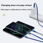XJ-76 40W 5A 3 in 1 USB to 8 Pin + Type-C + Micro USB Super Flash Charging Cable, Length: 1.18m, XJ-76 40W - Image 4
