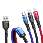 XJ-78 66W 6A 3 in 1 USB to 8 Pin + Type-C + Micro USB Super Flash Charging Cable, Length: 1.2m, XJ-78 66W