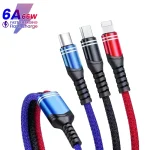 XJ-78 66W 6A 3 in 1 USB to 8 Pin + Type-C + Micro USB Super Flash Charging Cable, Length: 1.2m, XJ-78 66W - Image 9