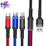 XJ-78 66W 6A 3 in 1 USB to 8 Pin + Type-C + Micro USB Super Flash Charging Cable, Length: 1.2m, XJ-78 66W - Image 2