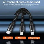 XJ-78 66W 6A 3 in 1 USB to 8 Pin + Type-C + Micro USB Super Flash Charging Cable, Length: 1.2m, XJ-78 66W - Image 3