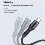 XJ-78 66W 6A 3 in 1 USB to 8 Pin + Type-C + Micro USB Super Flash Charging Cable, Length: 1.2m, XJ-78 66W - Image 5