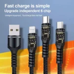 XJ-78 66W 6A 3 in 1 USB to 8 Pin + Type-C + Micro USB Super Flash Charging Cable, Length: 1.2m, XJ-78 66W - Image 6