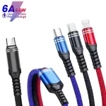 XJ-79 66W 6A 3 in 1 Type-C to 8 Pin + Type-C + Micro USB Super Flash Charging Cable, Length: 1.2m - Image 2