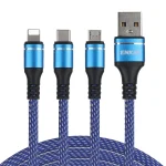 ENKAY ENK-CB121 1.5m 3 in 1 USB 3.0 to Type-C / 8 Pin / Micro USB 5A Fast Charging Cable