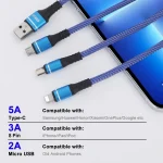 ENKAY ENK-CB121 1.5m 3 in 1 USB 3.0 to Type-C / 8 Pin / Micro USB 5A Fast Charging Cable - Image 3