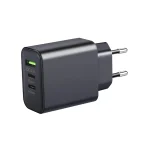 40W Dual PD + QC3.0 Ports Travel Charger for Mobile Phone Tablet, EU Plug, US Plug