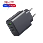 40W Dual PD + QC3.0 Ports Travel Charger for Mobile Phone Tablet, EU Plug, US Plug - Image 7