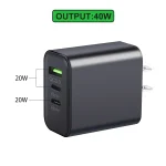 40W Dual PD + QC3.0 Ports Travel Charger for Mobile Phone Tablet, EU Plug, US Plug - Image 2
