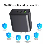 40W Dual PD + QC3.0 Ports Travel Charger for Mobile Phone Tablet, EU Plug, US Plug - Image 4