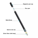 AT-30 2-in-1 Silicone Sucker + Conductive Cloth Head Handwriting Touch Screen Pen Mobile Phone Passive Capacitive Pen with 1 Pen Head - Image 3