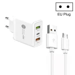 45W PD25W + 2 x QC3.0 USB Multi Port Charger with USB to Micro USB Cable, EU Plug, EU Plug + USB to Micro USB Cable