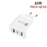 45W PD25W + 2 x QC3.0 USB Multi Port Charger with USB to Micro USB Cable, EU Plug, EU Plug + USB to Micro USB Cable - Image 8