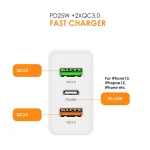 45W PD25W + 2 x QC3.0 USB Multi Port Charger with USB to Micro USB Cable, EU Plug, EU Plug + USB to Micro USB Cable - Image 4