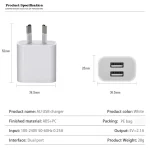 Mini Dual Port USB Charger with USB to Micro USB Data Cable, AU Plug - Image 4