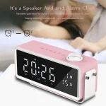 AEC K5 Mirror Alarm Clock Bluetooth Speakers with LED Light Support TF / FM - Image 5