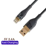 2.4A USB to 8 Pin Transparent Fast Charging Data Cable, Length: 1m, USB to 8 Pin - Image 5