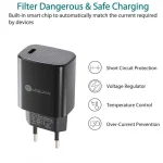 PD11 Single PD3.0 USB-C / Type-C 20W Fast Charger with 1m Type-C to Type-C Data Cable, EU Plug, EU Plug + Type-C to Type-C Cable - Image 4