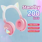 KE28 RGB Cute Cat Ears Bluetooth Wireless Music Headset with Detachable Mic - Image 3
