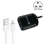 PD04 Type-C + USB Mobile Phone Charger with USB to 8 Pin Cable, UK Plug, UK Plug + USB to 8 Pin Cable