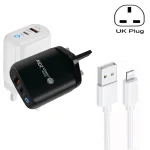 PD04 Type-C + USB Mobile Phone Charger with USB to 8 Pin Cable, UK Plug, UK Plug + USB to 8 Pin Cable - Image 3