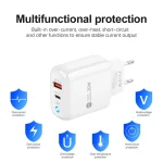 PD04 Type-C + USB Mobile Phone Charger with Type-C to Type-C Cable, EU Plug, EU Plug + Type-C to Type-C Cable - Image 4