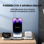 A75 Folding 3 in 1 Wireless Charger Suitable for Apple Watch Mobile Phone Headset, A75 - Image 5